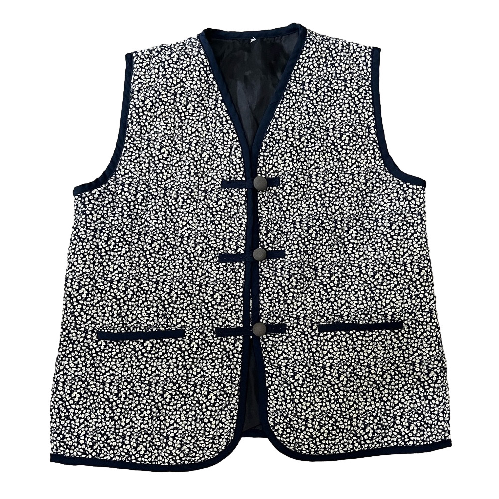 Handmade Navy Blue Floral Quilted Vest Cottage Core